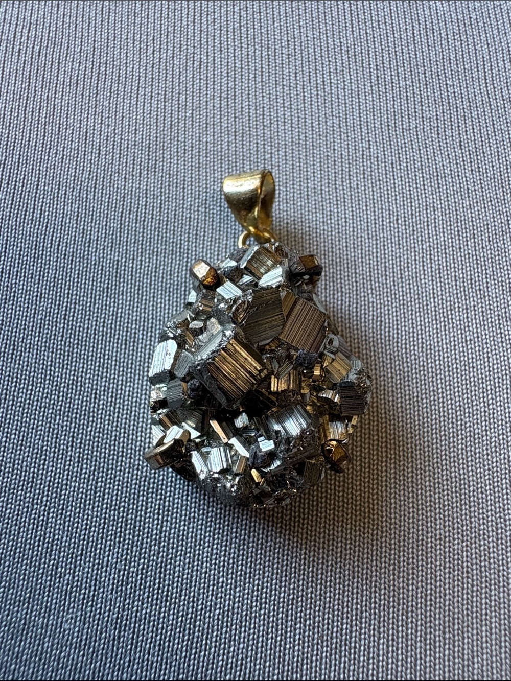 Gold Plated Bail Pyrite Cluster Pendant